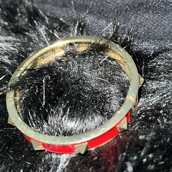 Vintage Luxe Fashion Red Gold Enamel Punky Click Bangle Bracelet - Picture 5 of 12